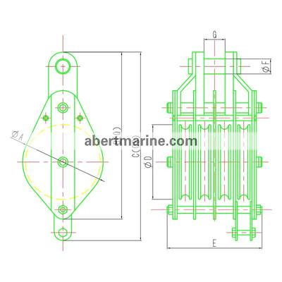 ZHC系列四轮船用钢索滑车——销叉环Q、QS型