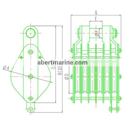 ZHC系列七轮船用钢索滑车——销叉环Q、QS型