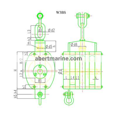 Type W3BS型JIS F3426船用钢带木制三滑轮滑车