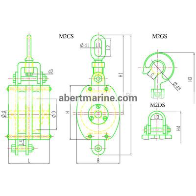 Type M2CS,M2GS & M2DS GB/T 14361 船用纤维索滑车