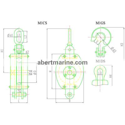 Type M1CS,M1GS & M1DS GB/T 14361 船用纤维索滑车